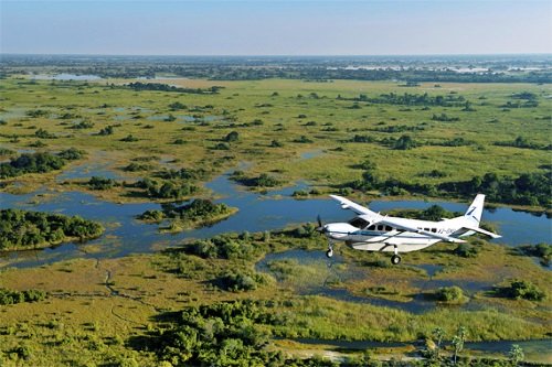 Klik op de afbeelding voor een vergroting Okavango Delta scenic flight