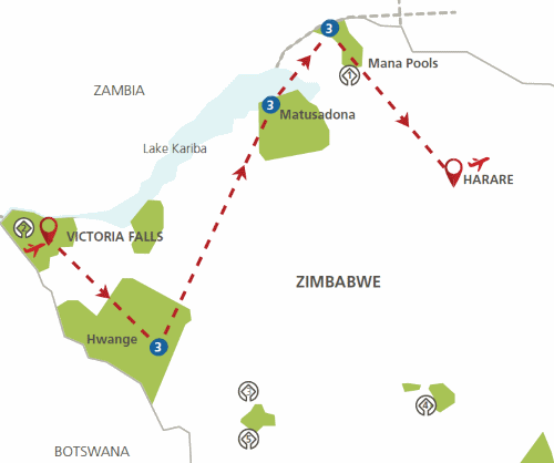 Klik op de afbeelding voor een vergroting Fly In Safari In de ban van Zimbabwe