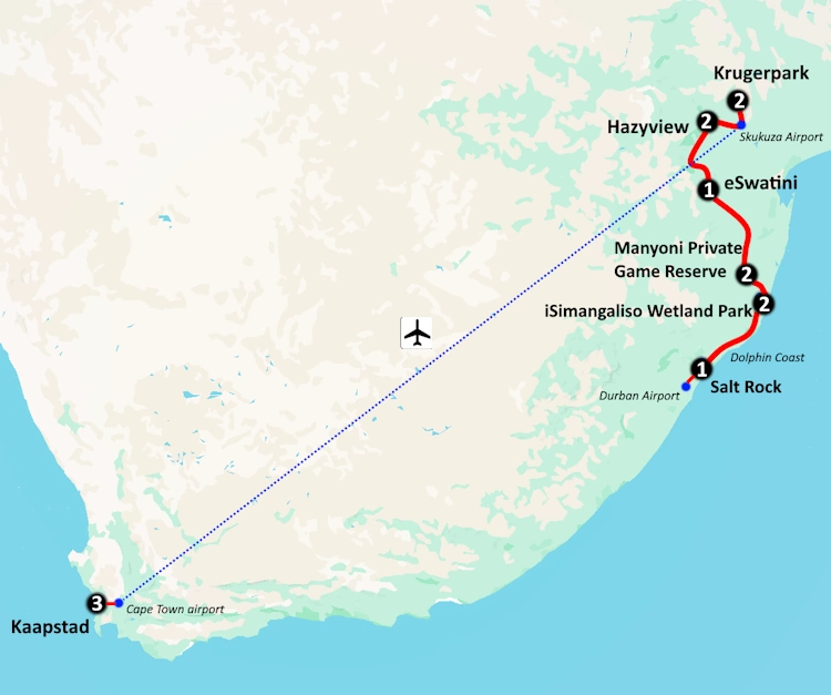Kaartje autoreis Zuid-Afrika in Stijl 001.webp