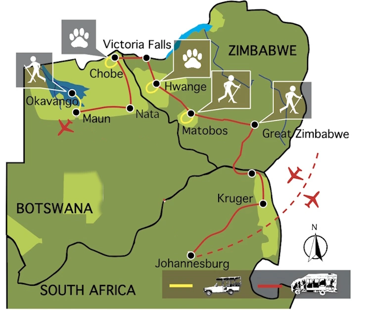 Kaartje Het beste van Kruger Zimbabwe en Okavango.webp