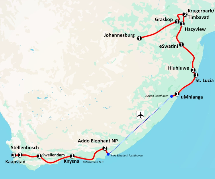 Autoreis Zuid-Afrika Compleet kaartje 001.webp
